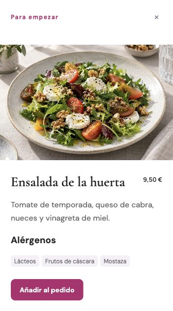 Captura de ClickCartas: fotografía, precio e información de un plato