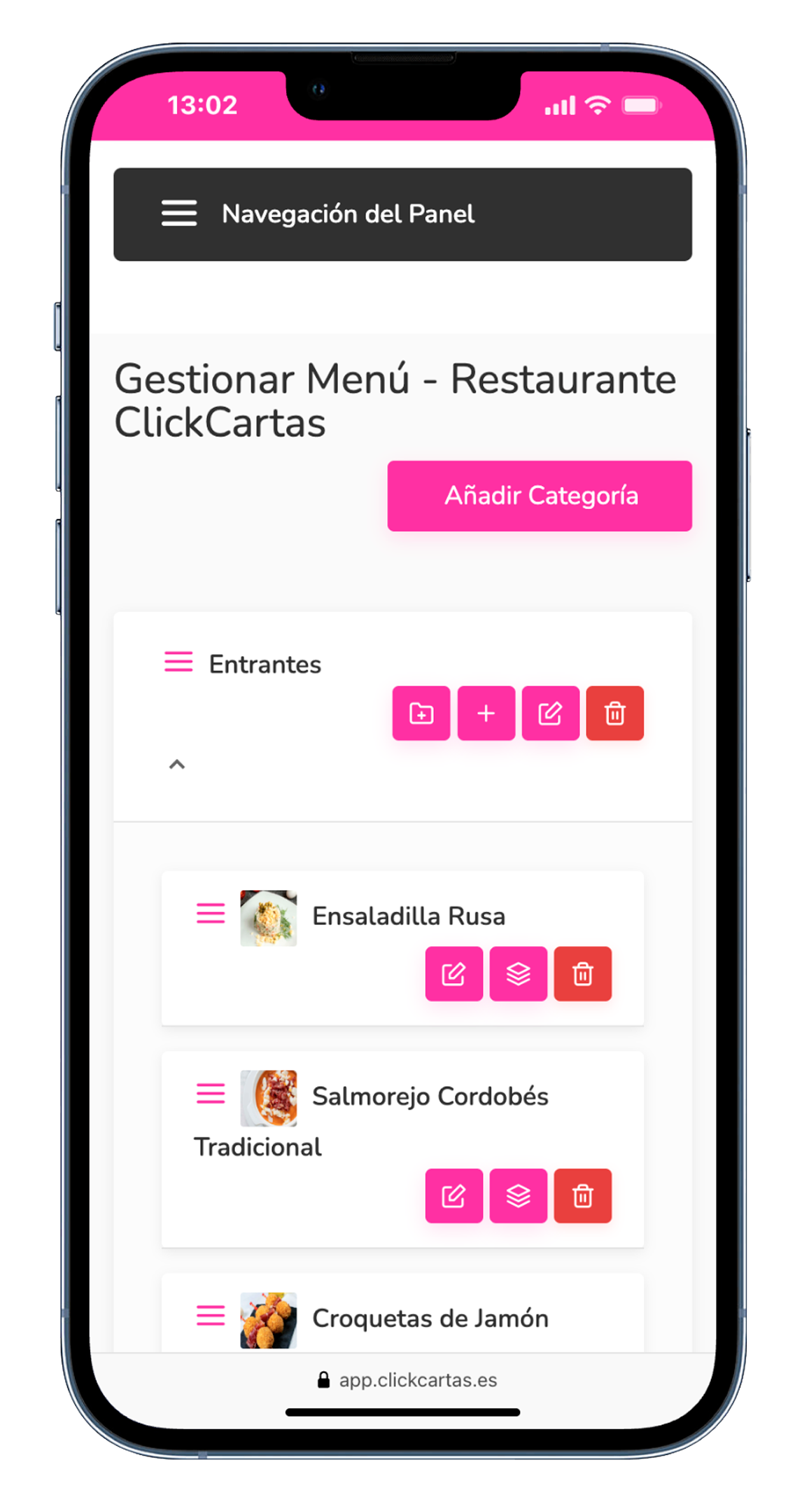 móvil navegación clickcartas ok